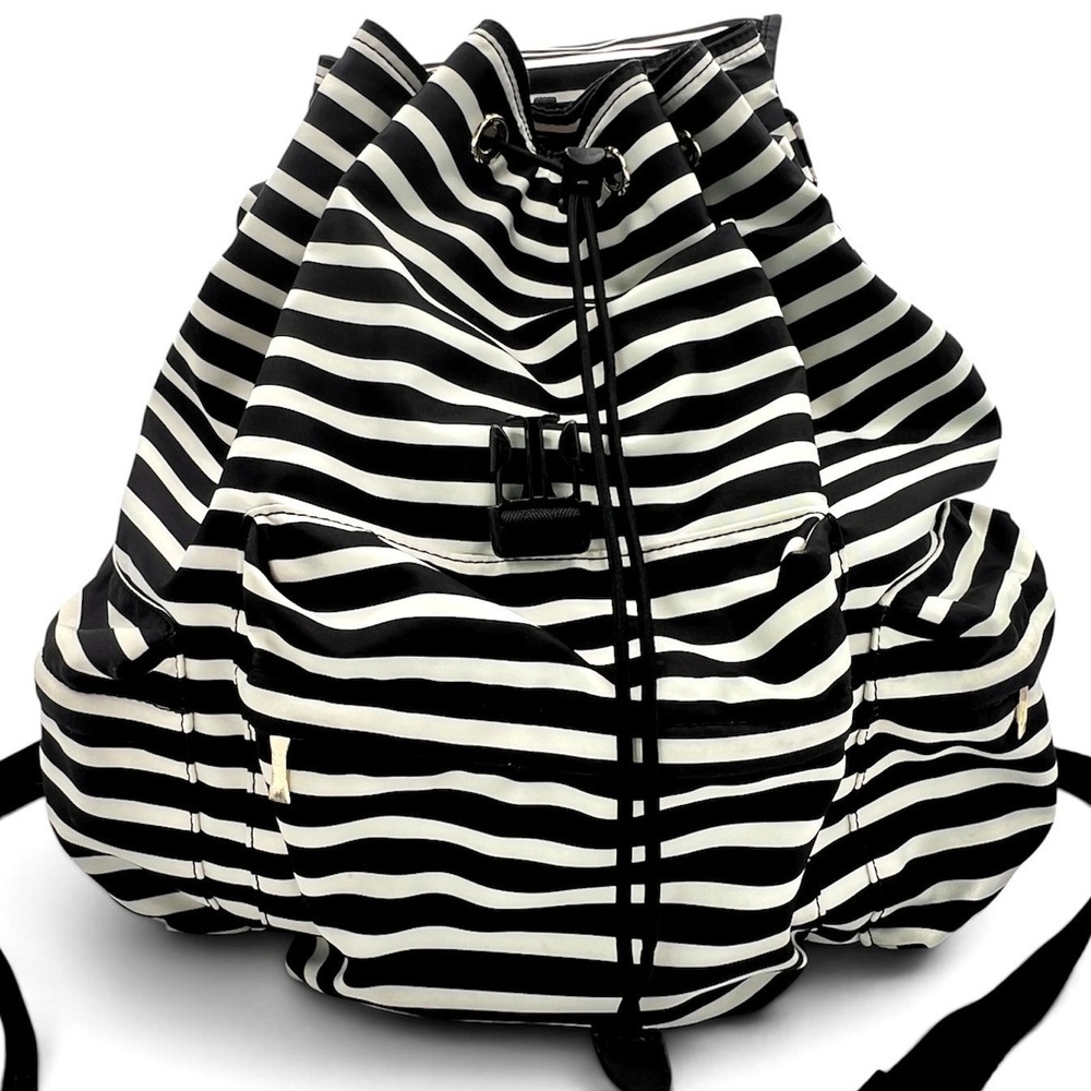Kate Spade New York Classic Back Pack Black White Stripe Full Size - Picture 7 of 15